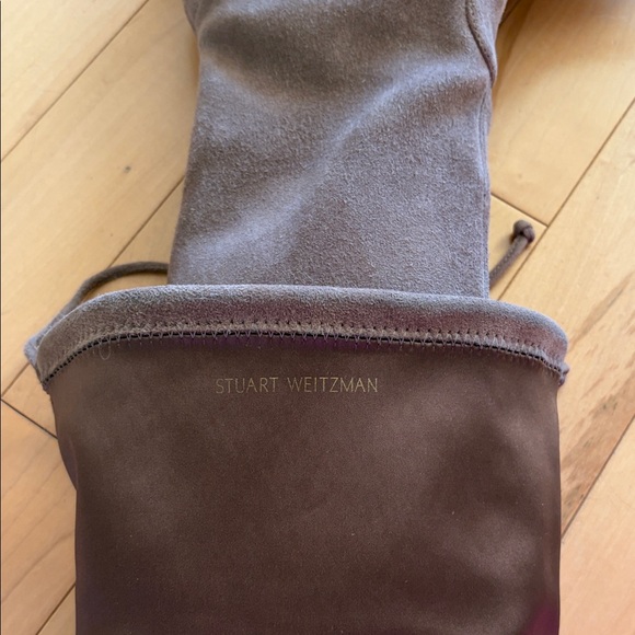 SALE! Stuart Weitzman Suede Taupe Kirstie Over the Knee (OTK) Boot, 60mm - Picture 10 of 16